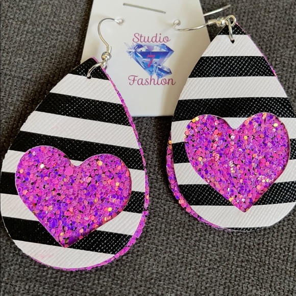 Purple Glitter Earrings - Picture 2 of 3